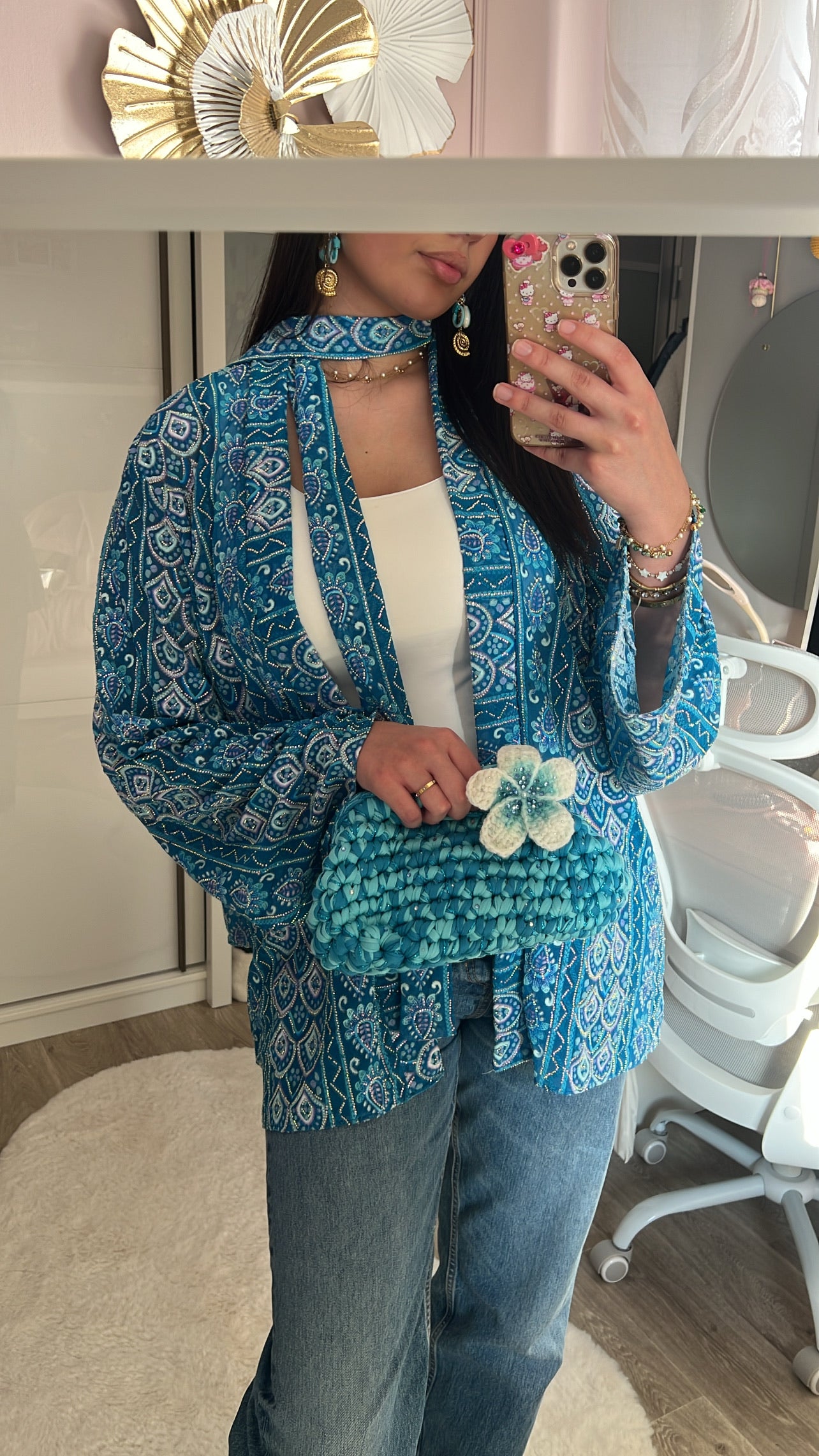 Kimono strass lagon
