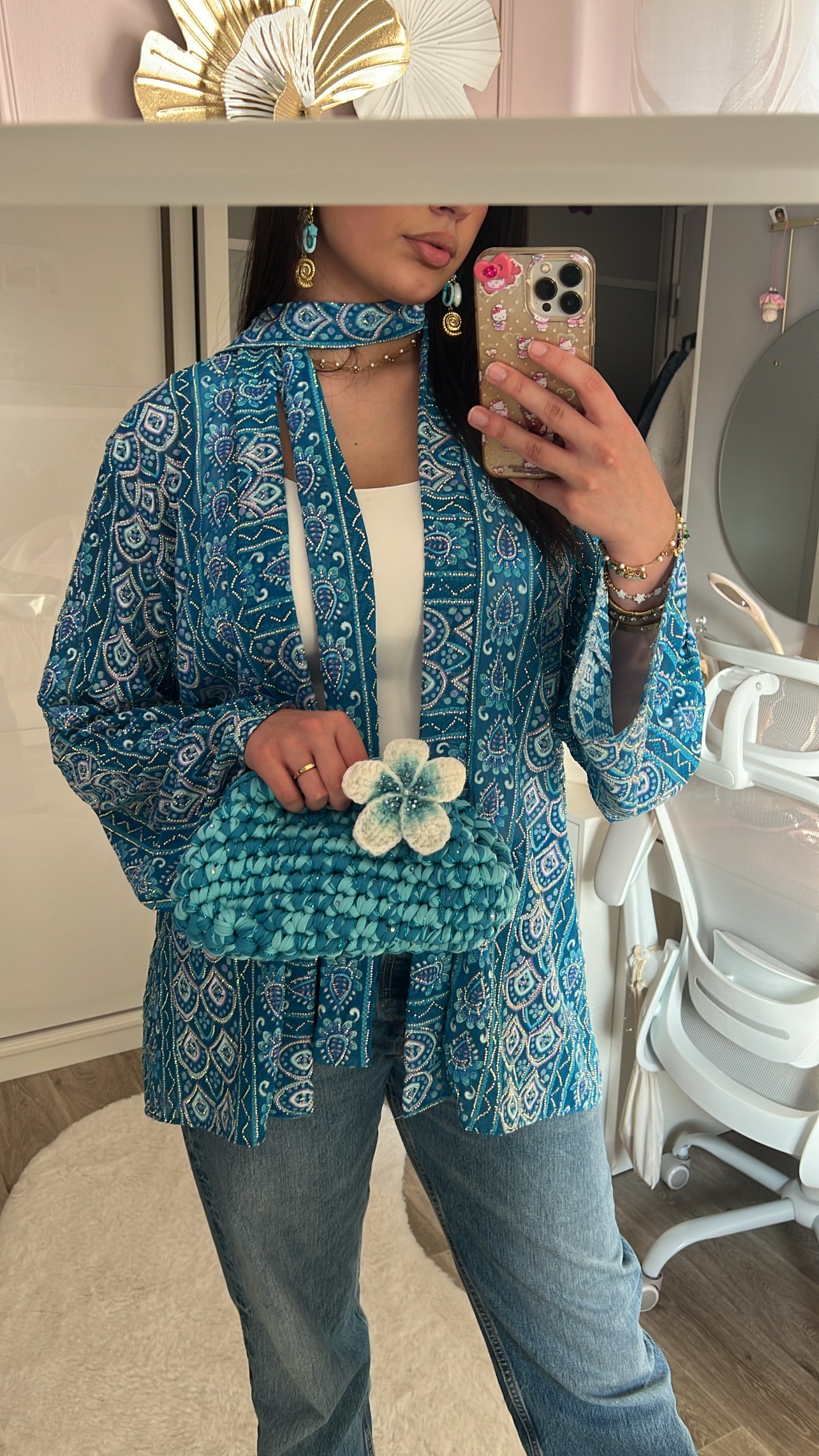 Kimono strass lagon